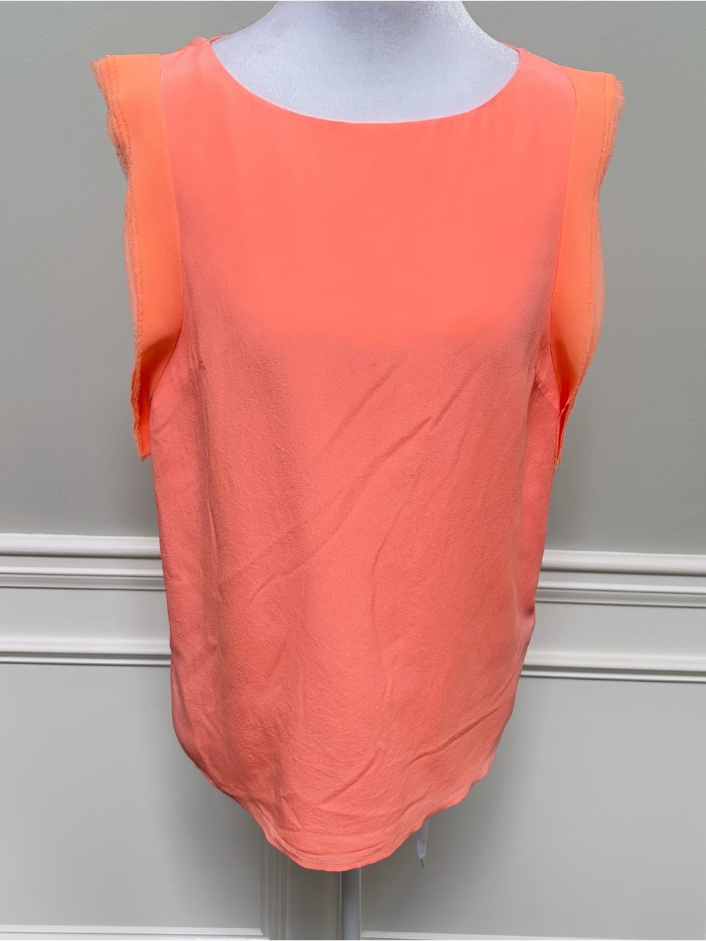 Ted Baker Neon Orange Sleeveless Layered Silk Top Size 1 (Fits S/M)